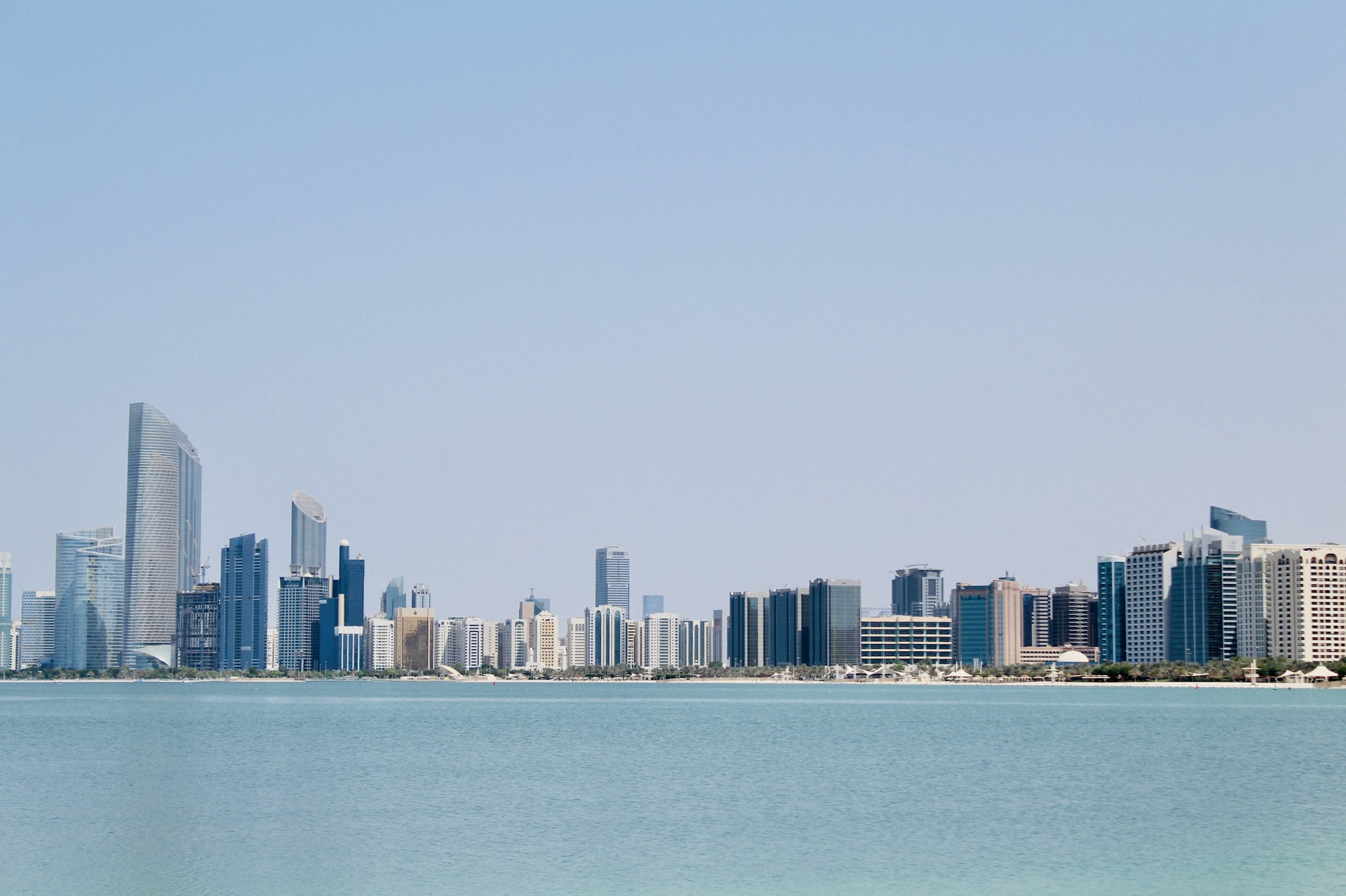 Abu Dhabi Corniche skyline across the water